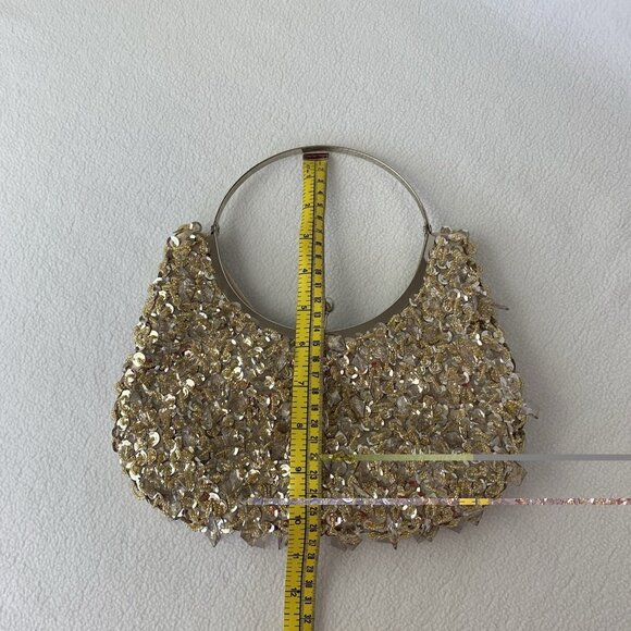 Prezzo Women's Gold Sequined Jeweled Cocktail Party Evening Purse Bag - Picture 3 of 9